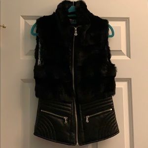 Faux Fur and Leather Zipper Vest!